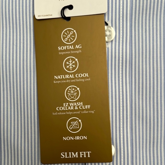 Roundtree & Yorke Blue Dress Shirt Classic Pinstripe - Picture 6 of 11